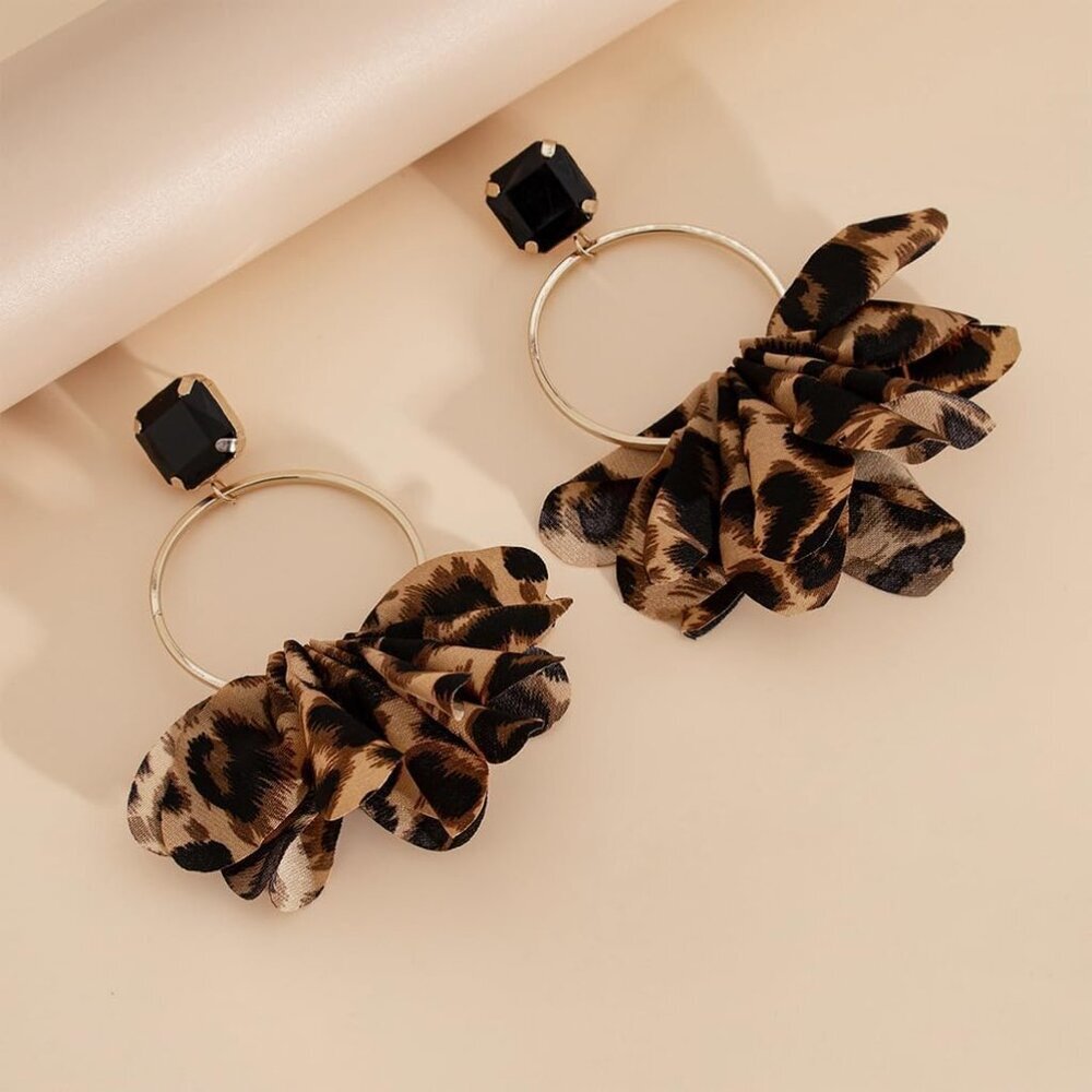 Chunky Leopard Dangle Drop Earrings For Women Sta… - image 5